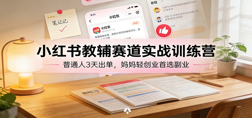 小红书教辅赛道实战训练营：普通人3天出单，妈妈轻创业首选副业-副业网