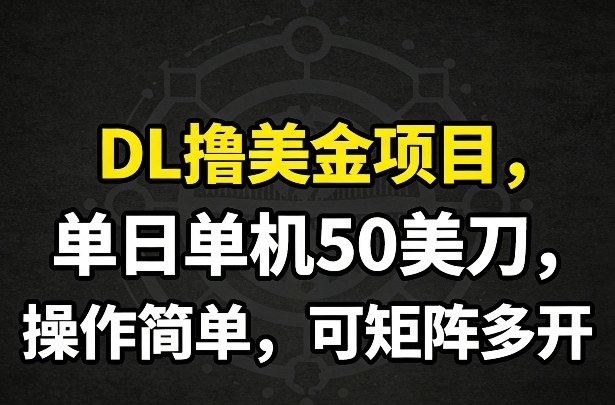 DL撸美金项目，单日单机50美刀，操作简单，可矩阵多开-副业网
