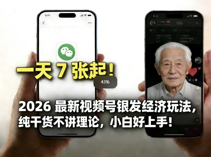 2026最新视频号银发经济玩法，轻松每天7张起，小白也可做-副业网