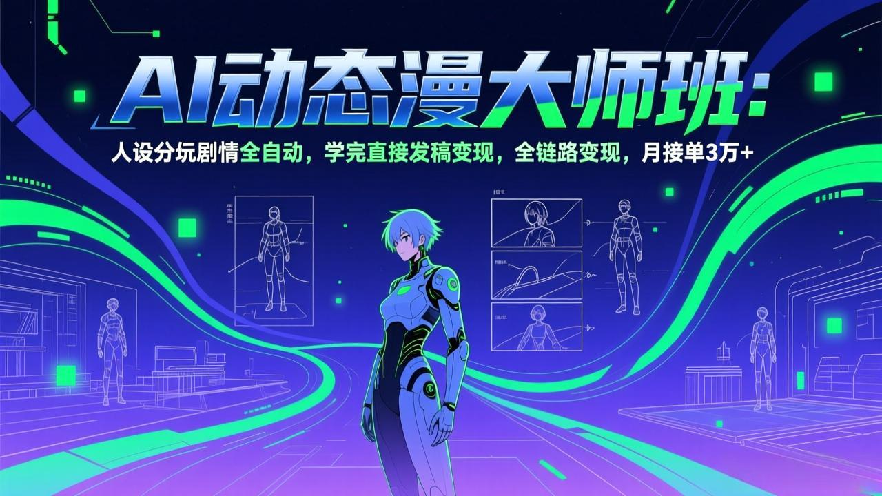 AI动态漫剧大师班：人设分镜剧情全自动，学完直接发稿变现，全链路变现，月接单3万+-副业网
