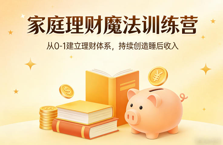 家庭理财魔法训练营，从0-1建立理财体系，持续创造睡后收入-副业网