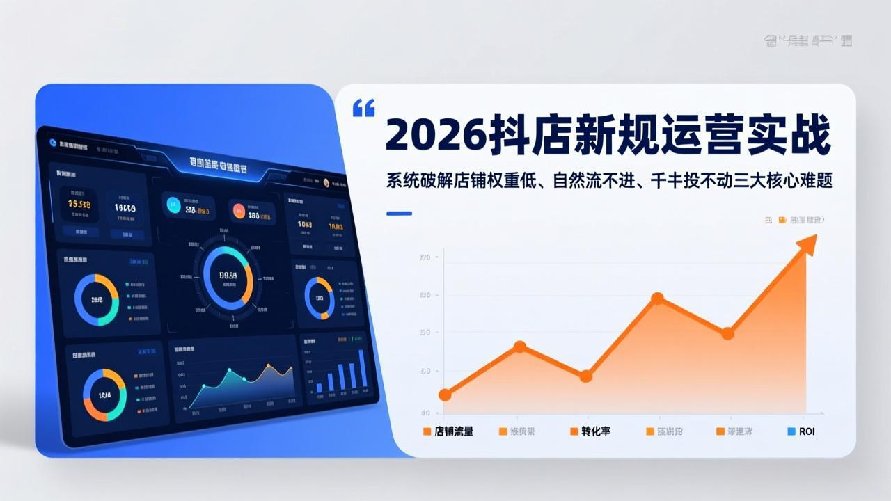 2026抖店新规运营实战：系统破解店铺权重低、自然流不进、千川投不动三大核心难题-副业网