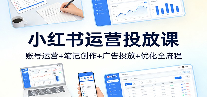 小红书运营投放课：账号运营+笔记创作+广告投放+优化全流程-副业网