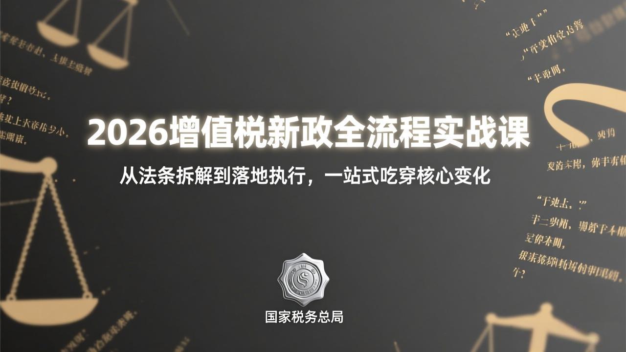 2026增值税新政全流程实战课：从法条拆解到落地执行，一站式吃透核心变化-副业网