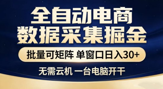 独家电商数据全自动采集项目，批量可矩阵，单窗口轻松日入3张+【揭秘】-副业网