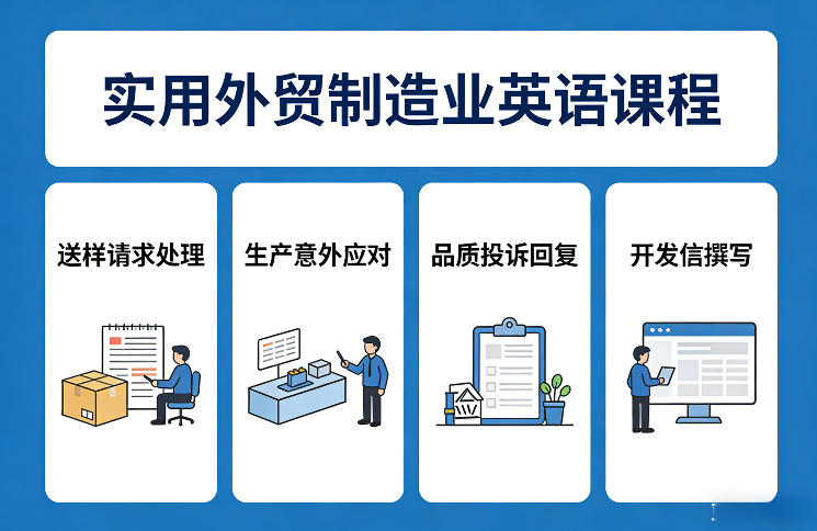 实用外贸制造业英语课程，教你专业处理送样请求、应对生产意外、回复品质投诉、撰写开发信等-副业网