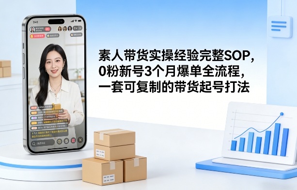 素人短视频带货实操经验完整SOP，0粉新号3个月爆单全流程，一套可复制的带货起号打法-副业网