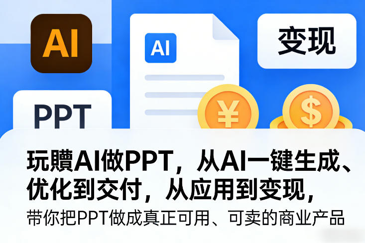 玩賺AI做PPT，从AI一键生成、优化到交付，从应用到变现，带你把PPT做成真正可用、可卖的商业产品-副业网
