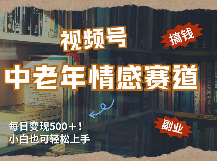 每日5张＋，高流量赛道，视频号中老年情感赛道，学会了你也可以搞到钱-副业网