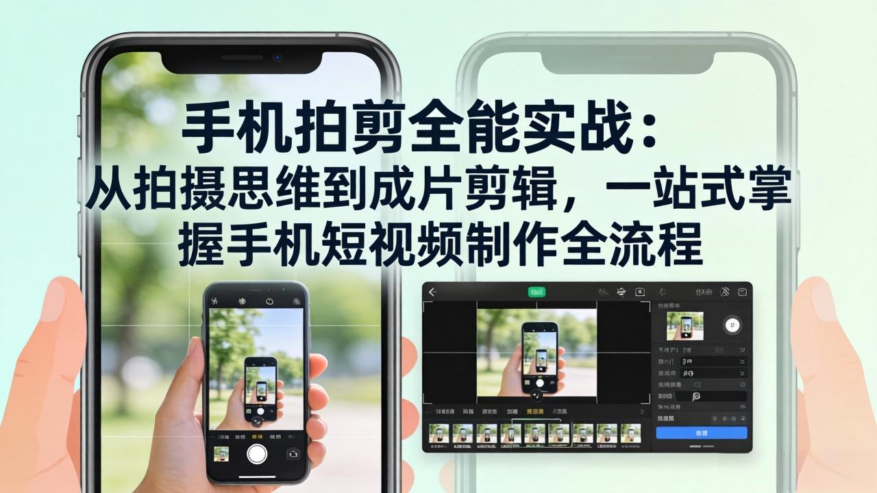 手机拍剪全能实战：从拍摄思维到成片剪辑，一站式掌握手机短视频制作全流程-副业网