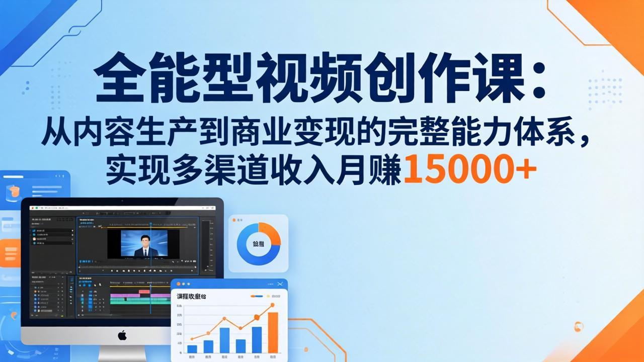 全能型视频创作课-26年3月更新：从内容生产到商业变现的完整能力体系，多渠道收入月赚15000+-副业网