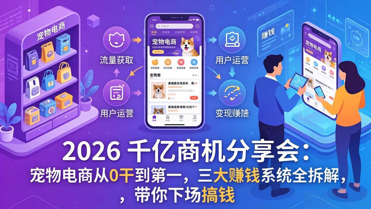 2026 千亿商机分享会：宠物电商从0干到第一，三大赚钱系统全拆解，带你下场搞钱-副业网
