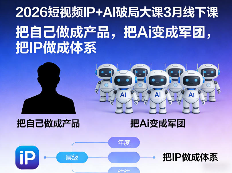 2026短视频IP+AI破局大课3月线下课，把自己做成产品，把Ai变成军团，把IP做成体系-副业网