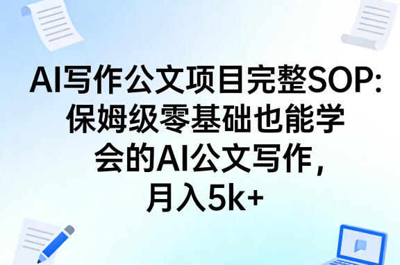AI写作公文项目完整SOP，保姆级零基础也能学会的AI公文写作，月入5k+-副业网