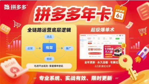 拼多多年卡，拼多多全链路运营底层逻辑，超级爆单术【更新26年3月29日】-副业网