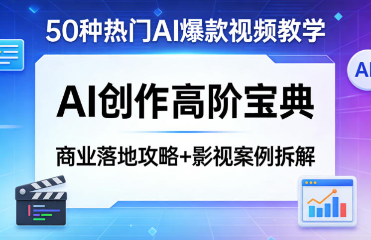 50种热门AI爆款视频教学，AI创作高阶宝典，商业落地攻略+影视案例拆解-副业网