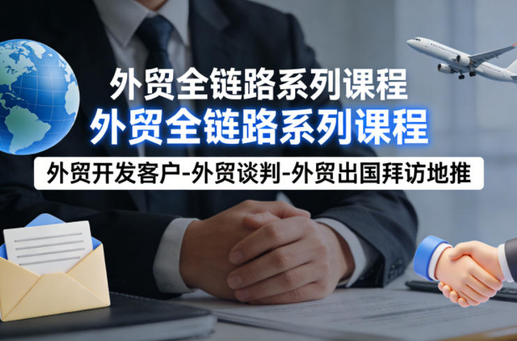 外贸系列课程，外贸开发客户-外贸谈判-外贸出国拜访地推，完成一个外贸链路-副业网