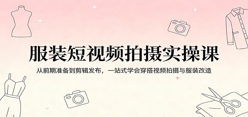 服装短视频拍摄实操课：从前期准备到剪辑发布，一站式学会穿搭视频拍摄与服装改造-副业网