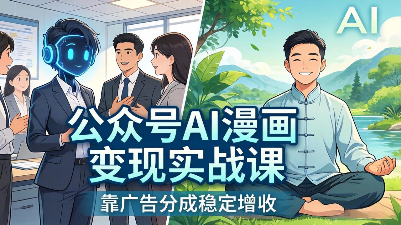 公众号AI漫画变现实战课：星座/职场/养生多赛道+智能体发文，靠广告分成稳定增收-副业网