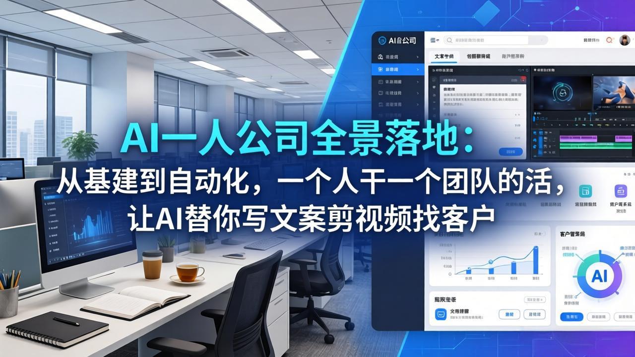 AI一人公司全景落地：从基建到自动化，一个人干一个团队的活，让AI替你写文案剪视频找客户-副业网