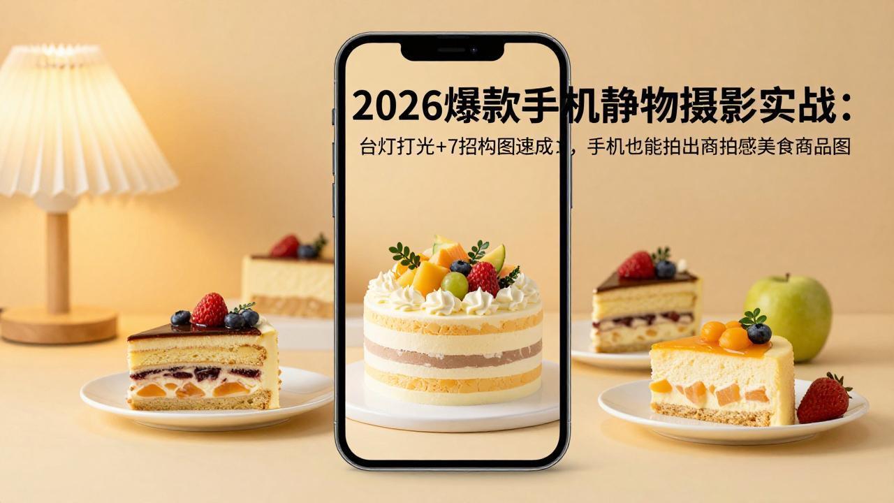 2026爆款手机静物摄影实战：台灯打光+7招构图速成，手机也能拍出商拍感美食商品图-副业网
