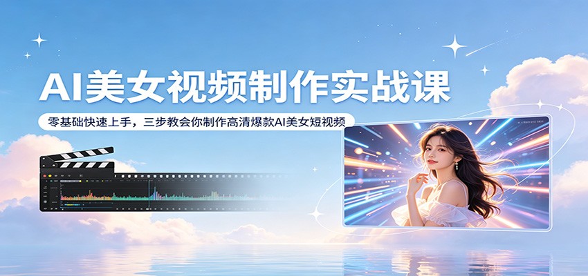 AI美女视频制作实战课：零基础快速上手，三步教会你制作高清爆款AI美女短视频-副业网