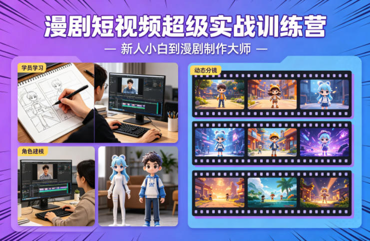 漫剧短视频超级实战训练营，新人小白到漫剧制作大师-副业网