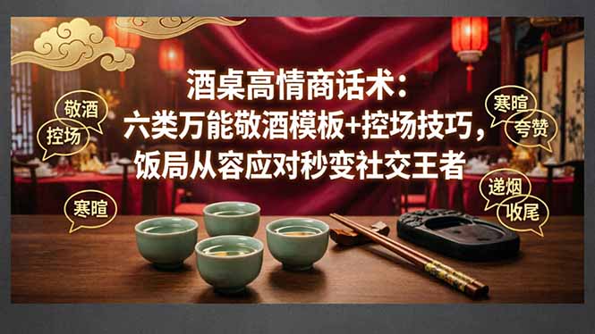 付费文章：酒桌高情商话术：六类万能敬酒模板+控场技巧，饭局从容应对秒变社交王者-副业网
