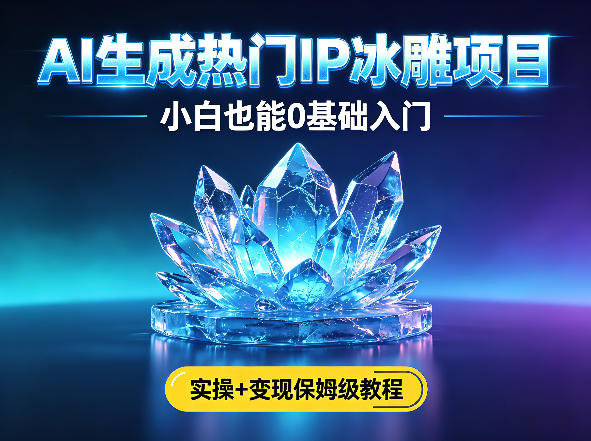 AI生成热门ip冰雕项目，小白也能0基础入门，实操+变现保姆级教程-副业网