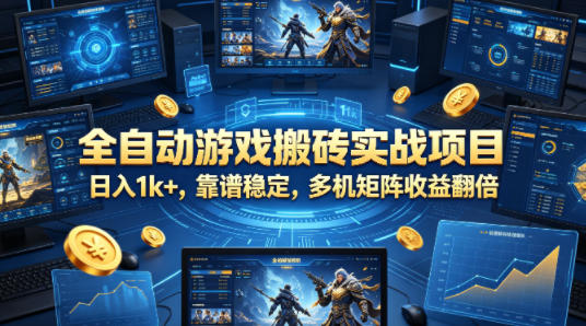 全自动游戏搬砖实战项目，日入1k+，靠谱稳定，多机矩阵收益翻倍【揭秘】-副业网