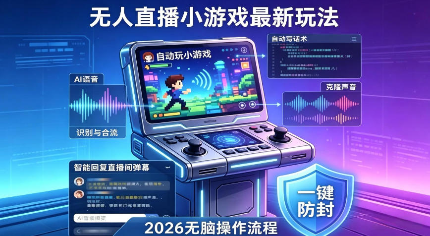 2026年AI无人直播小游戏全流程，不违规不封号，开启创业副业增收之路，小白月入1w+【揭秘】-副业网