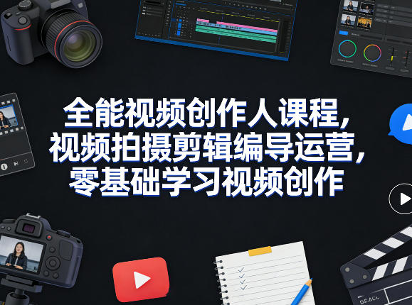 全能视频创作人课程，视频拍摄剪辑编导运营，零基础学习视频创作(更新2026年4月)-副业网