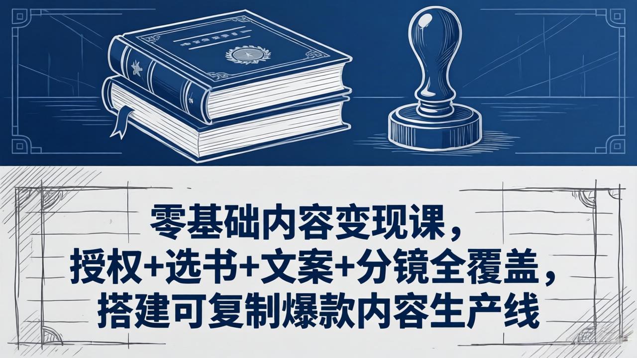零基础内容变现课，授权+选书+文案+分镜全覆盖，搭建可复制爆款内容生产线-副业网