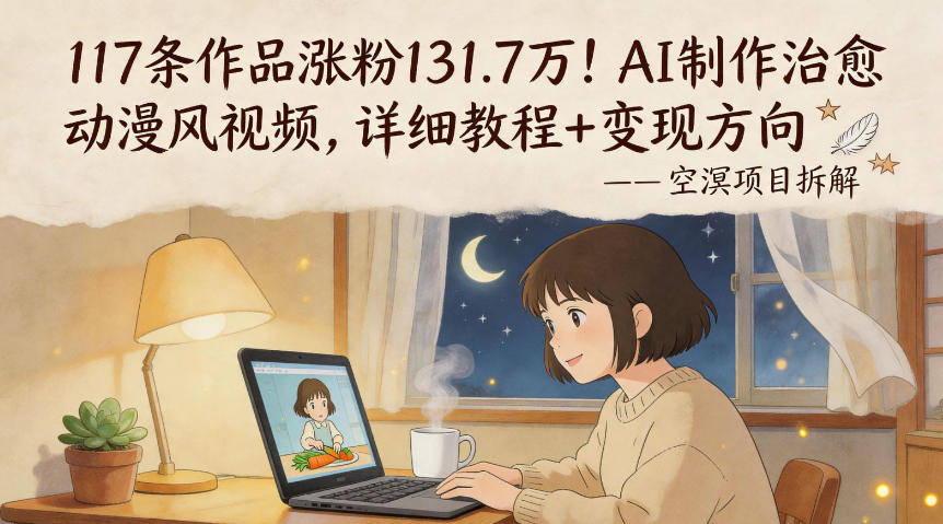 117条作品涨粉131.7W！AI制作治愈动漫风视频，详细教程+变现方向-副业网