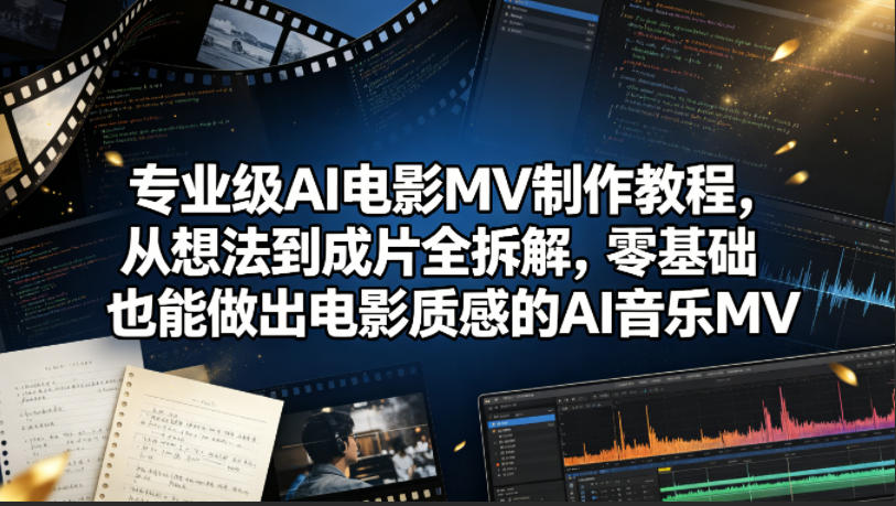 专业级AI电影MV制作教程，从想法到成片全拆解，零基础也能做出电影质感的AI音乐MV-副业网
