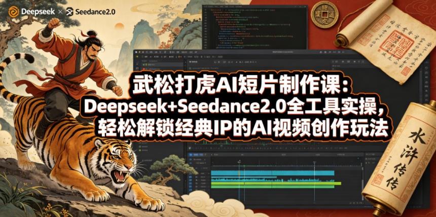 武松打虎AI短片制作课：Deepseek+Seedance2.0全工具实操，轻松解锁经典IP的AI视频创作玩法-副业网