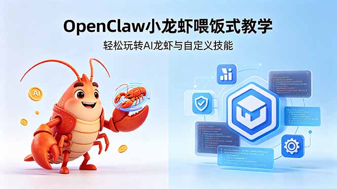 不用懂技术！OpenClaw小龙虾喂饭式教学，轻松玩转AI龙虾与自定义技能 (5月22更新-副业网