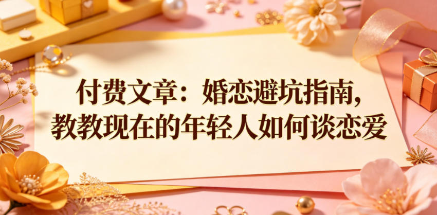付费文章：婚恋避坑指南，教教现在的年轻人如何谈恋爱-副业网