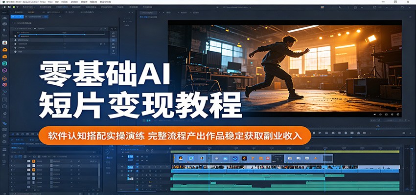 零基础AI短片变现教程：软件认知搭配实操演练，完整流程产出作品稳定获取副业收入-副业网