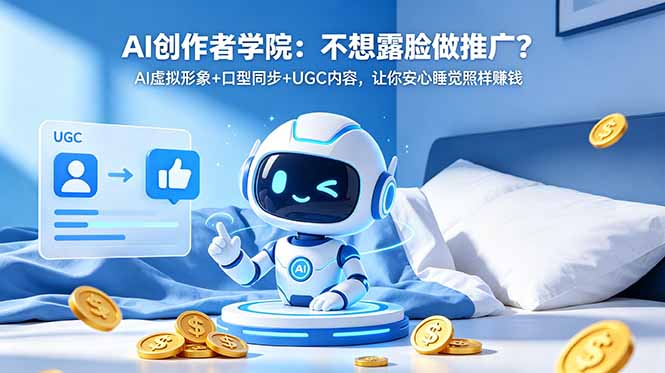 AI创作者学院：不想露脸做推广？AI虚拟形象+口型同步+UGC内容，让你安心睡觉照样赚钱-副业网