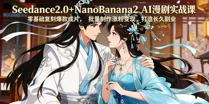 Seedance2.0+NanoBanana2 AI漫剧实战课，零基础复刻爆款成片涨粉变现，打造长久副业收益-副业网