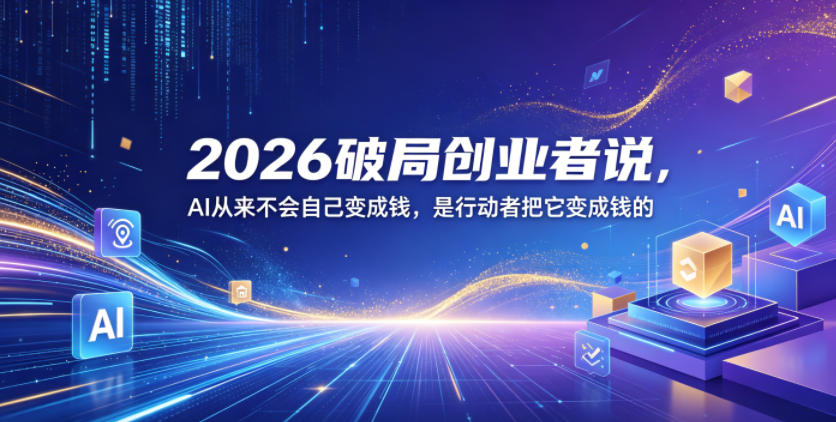 2026破局创业者说，AI从来不会自己变成钱，是行动者把它变成钱的【文档】-副业网