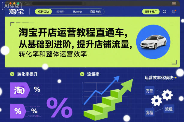 淘宝开店运营教程直通车，从基础到进阶，提升店铺流量，转化率和整体运营效率(更新26年05月27日)-副业网
