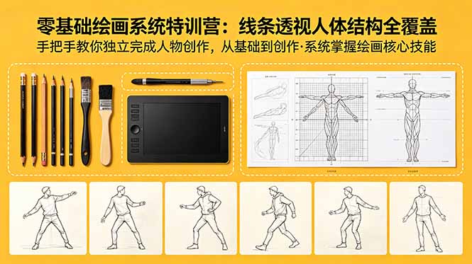 零基础绘画系统特训营：线条透视人体结构全覆盖，手把手教你独立完成人物创作-副业网