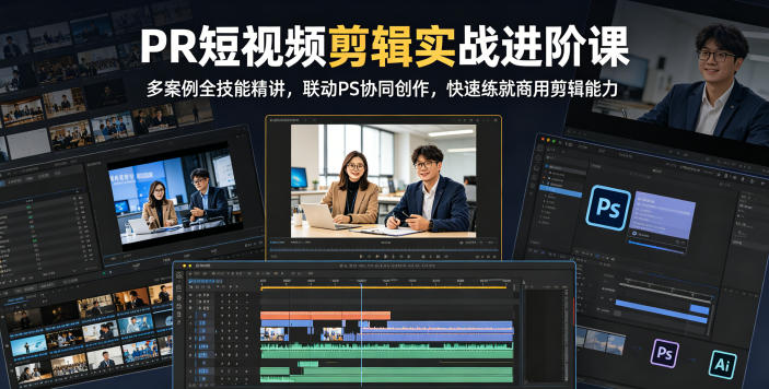 PR短视频剪辑实战进阶课，多案例全技能精讲，联动PS协同创作，快速练就商用剪辑能力-副业网