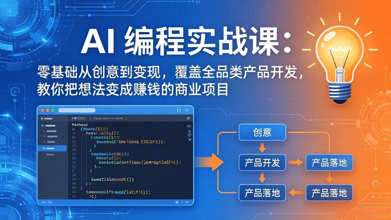 AI编程实战课-第三期-5月更新：零基础从创意到变现，覆盖全品类产品开发，把想法变成赚钱项目-副业网