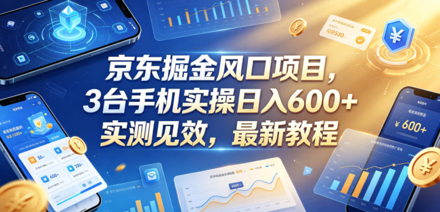 京东掘金风口项目，3台手机实操日入600+，实测见效，最新教程【揭秘】-副业网