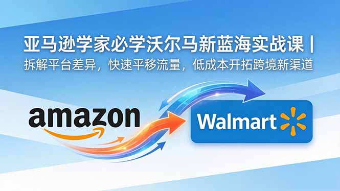 亚马逊卖家必学沃尔玛新蓝海实战课｜拆解平台差异，快速平移流量，低成本开拓跨境新渠道-副业网