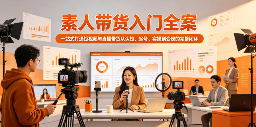 素人带货入门全案，一站式打通短视频与直播带货从认知、起号、实操到变现的完整闭环-副业网