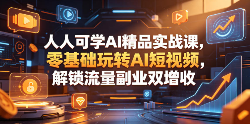 人人可学AI精品实战课，零基础玩转AI短视频，解锁流量副业双增收-副业网